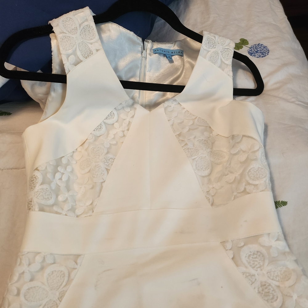 ANTONIO MELANI Ivory Floral Textured Dress